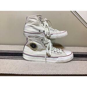 PF Flyers High Top Beige Canvas M7/W8.5 Sneakers Blokecore Casual Skater Y2K